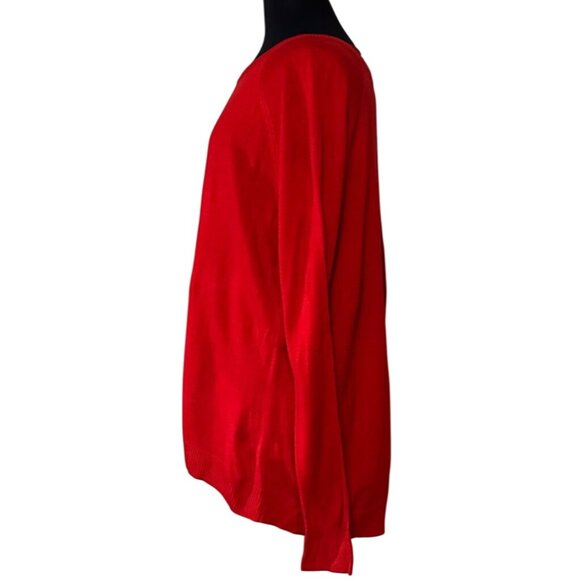Kohl's APT. 9 Stretch Red Pleated Raglan Pullover Sweater Acrylic Women Size L - Picture 4 of 16